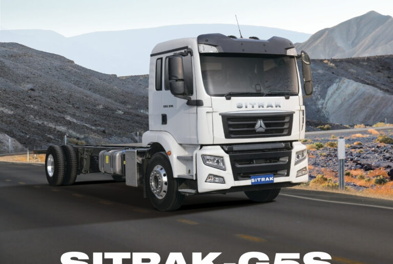 Sitrak G5S 4x2 cargo truck Euro 6 by BCI Truck, powered by a Sinotruk MC07 engine with Allison 3000 automatic transmission, advanced safety systems and driver-focused comfort.