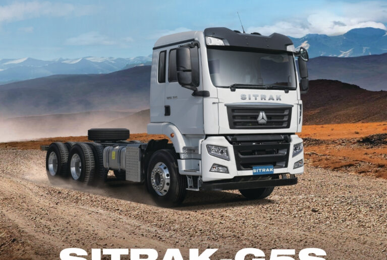 Sitrak G5S 6x4 Euro 6 tipper truck by BCI Truck, powered by a Sinotruk MC07 engine with Allison 3200P automatic transmission, heavy-duty drivetrain and advanced safety systems.